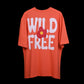 Wild Free T-Shirt: Lilac, Oversized, Back Side, Bio-Washed Cotton Printed by Techno Be With You