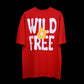 Wild Free T-Shirt: Red, Oversized, Back Side, Bio-Washed Cotton Printed by Techno Be With You
