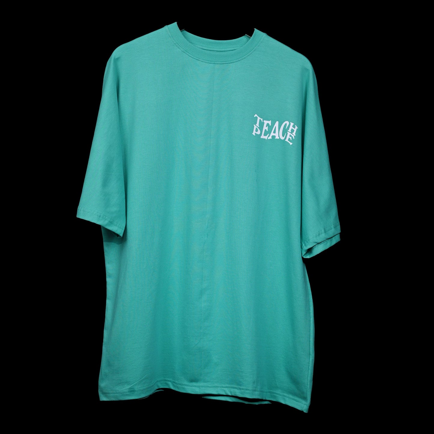 Protect Your Energy T-Shirt: Bright Green, Oversized, Front Pose, Bio-Washed Cotton Printed by Techno Be With You