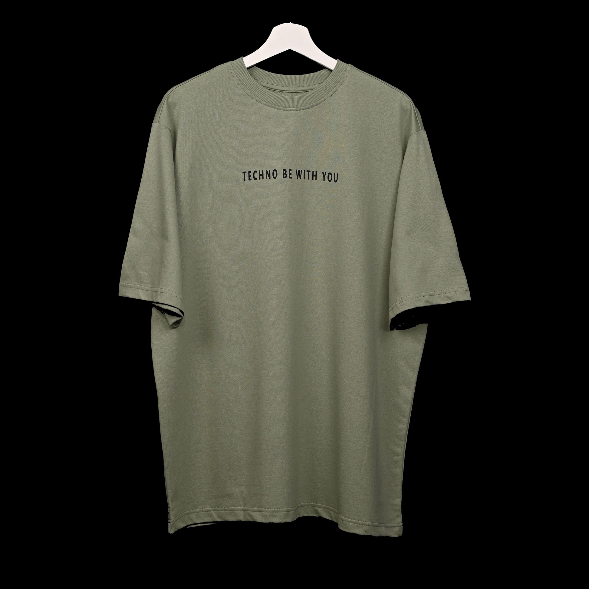 Star Trippy T-Shirt: Light Green, Oversized, Front Pose, Bio-Washed Cotton Printed by Techno Be With You