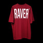 Raver T-Shirt: Dark Red, Oversized, Back Side, Bio-Washed Cotton Printed by Techno Be With You