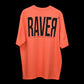Raver T-Shirt: Orange, Oversized, Back Side, Bio-Washed Cotton Printed by Techno Be With You