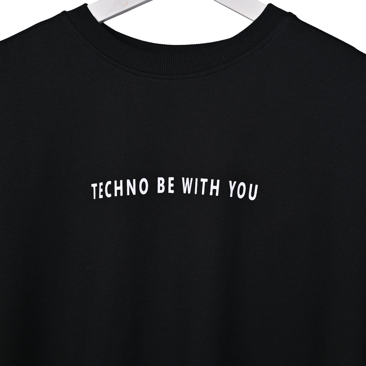 Star Trippy T-Shirt: Black, Oversized, Close Front, Bio-Washed Cotton Printed by Techno Be With You