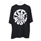 Feel the music T-Shirt: Black, Oversized, Back Side, Bio-Washed Cotton Printed by Techno Be With You