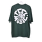 Feel the music T-Shirt: Olive, Oversized, Back Side, Bio-Washed Cotton Printed by Techno Be With You