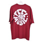 Feel the music T-Shirt: Dark Red, Oversized, Back Side, Bio-Washed Cotton Printed by Techno Be With You