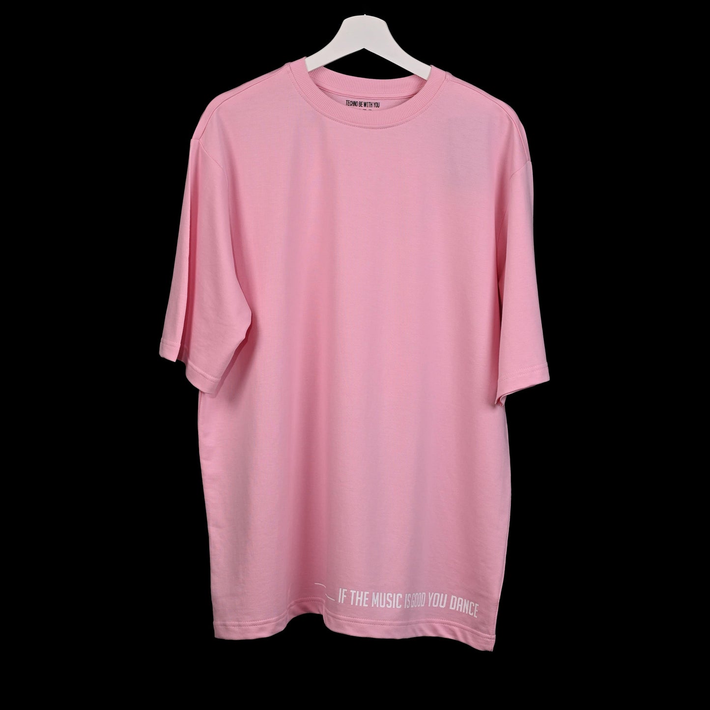 Feel the music T-Shirt: Lilac, Oversized, Front side, Bio-Washed Cotton Printed by Techno Be With You