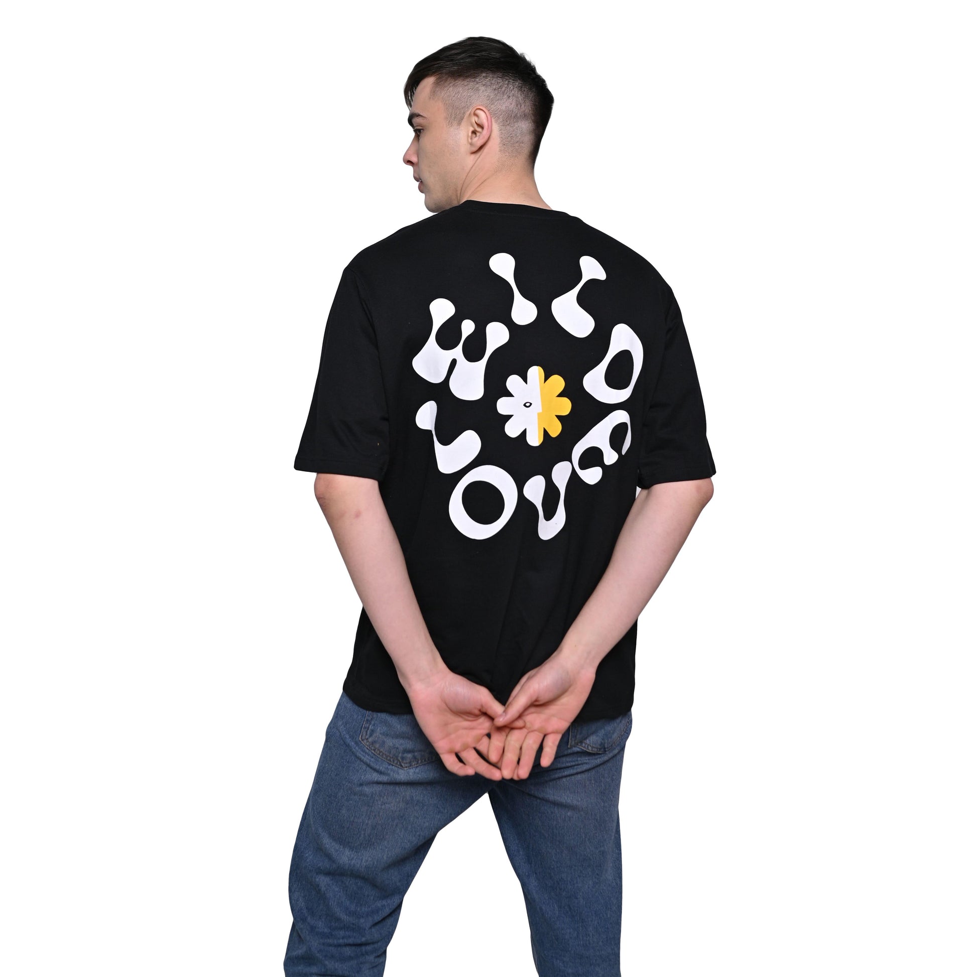 Wild Love - Techno Be With You Clothing  Shop Wild Love Back Printed Pure Cotton Black T-Shirt  Online  