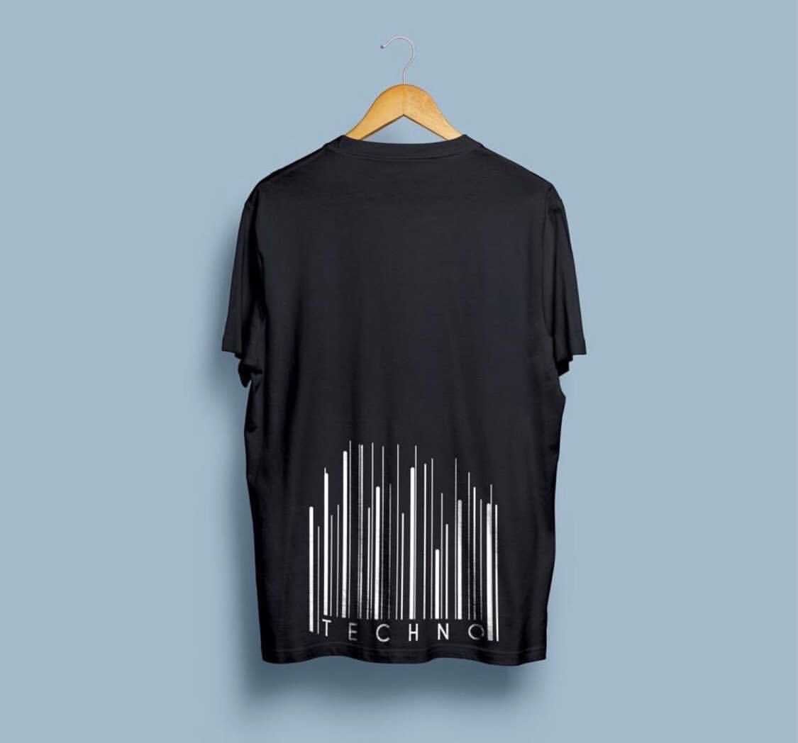Techno Bar Black Printed  Tshirt
