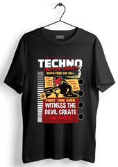 Techno Devil Black Printed Tshirt