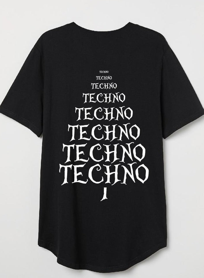Techno christmas black printed tshirt