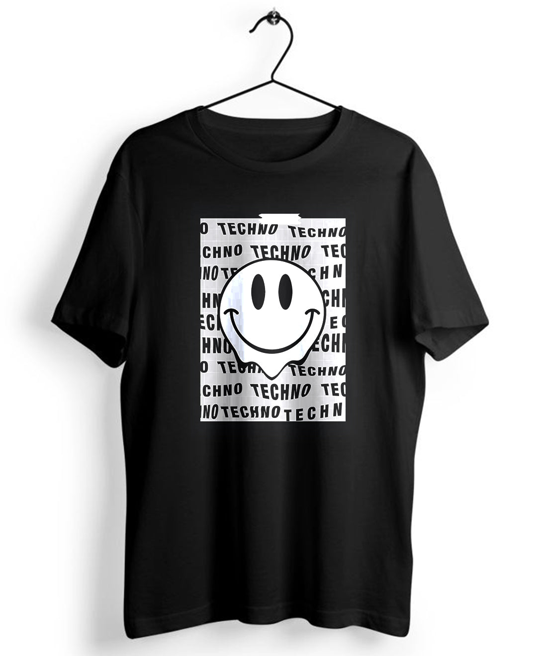 Techno Smile black printed tshirt