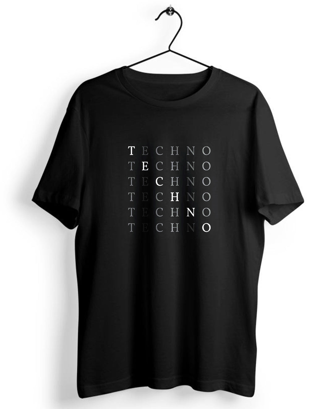 Techno Four Black printed Tshirt