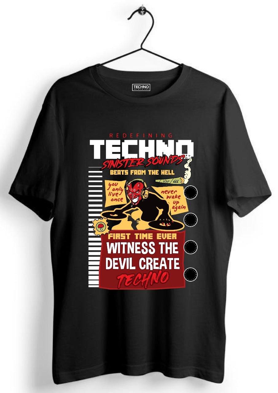 Techno Devil Black Printed Tshirt